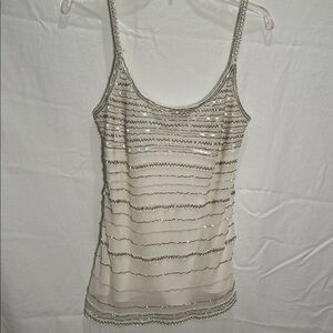 Elegant Silver and Cream Women's Top Size Medium